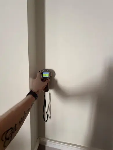 Moisture meter reading 186 REL in the reception room