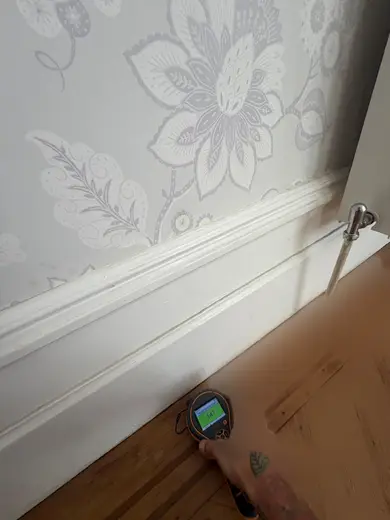 Moisture meter reading 147 REL in the front living room