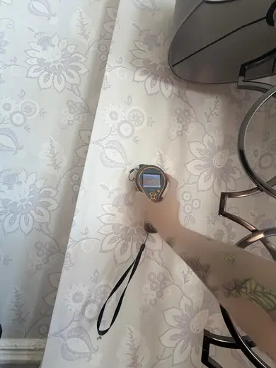 Moisture meter reading 775 REL in the front living room