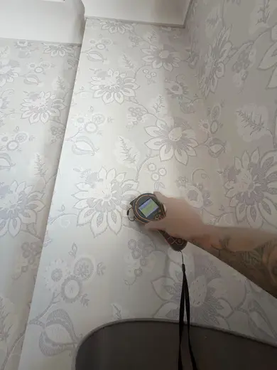 Moisture meter reading 174 REL in the front living room