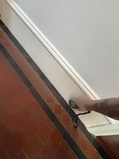 Photograph from entrance hallway taken during the damp survey