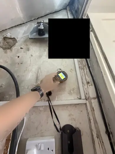 Moisture meter reading 180 REL in the cellar