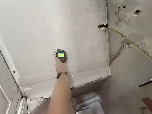 Moisture meter reading 171 REL in the cellar