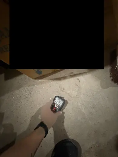 Moisture meter reading 4.0% MC in the cellar