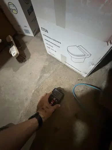 Moisture meter reading 6.9% MC in the cellar
