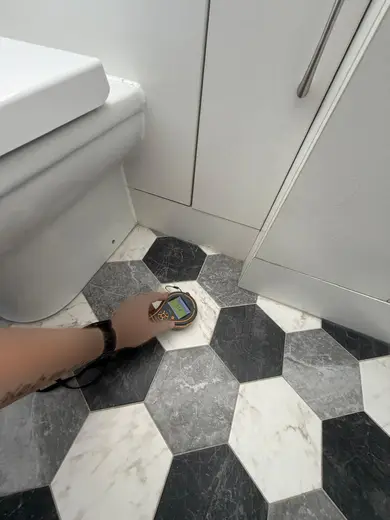 Moisture meter reading 174 REL in the 2nd floor bathroom