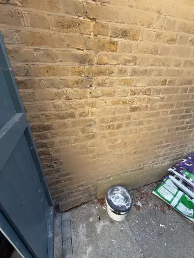 Photograph from exterior taken during the damp survey