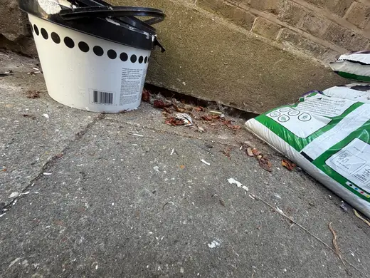 Photograph from exterior taken during the damp survey