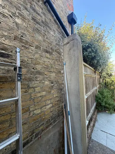 Photograph from exterior taken during the damp survey