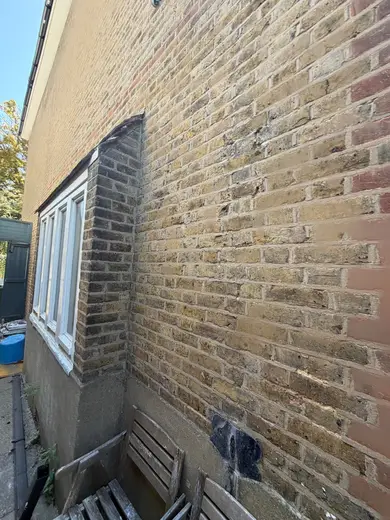 Photograph from exterior taken during the damp survey