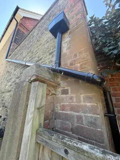 Photograph from exterior taken during the damp survey
